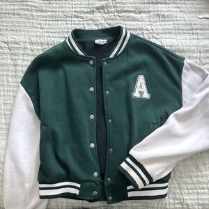 Urban Republic Green and White Letterman Jacket
